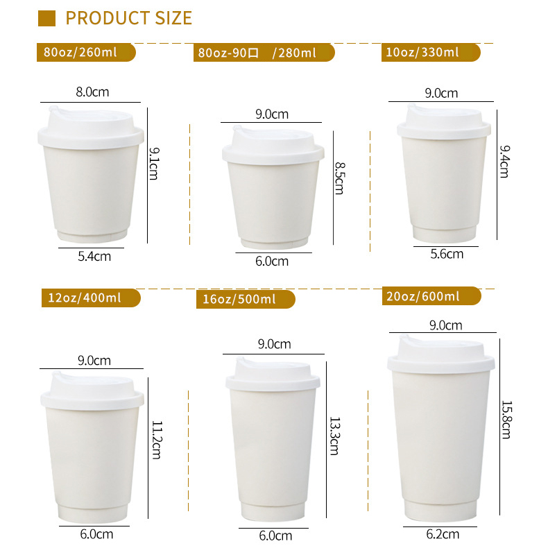 紙杯容量尺寸示意